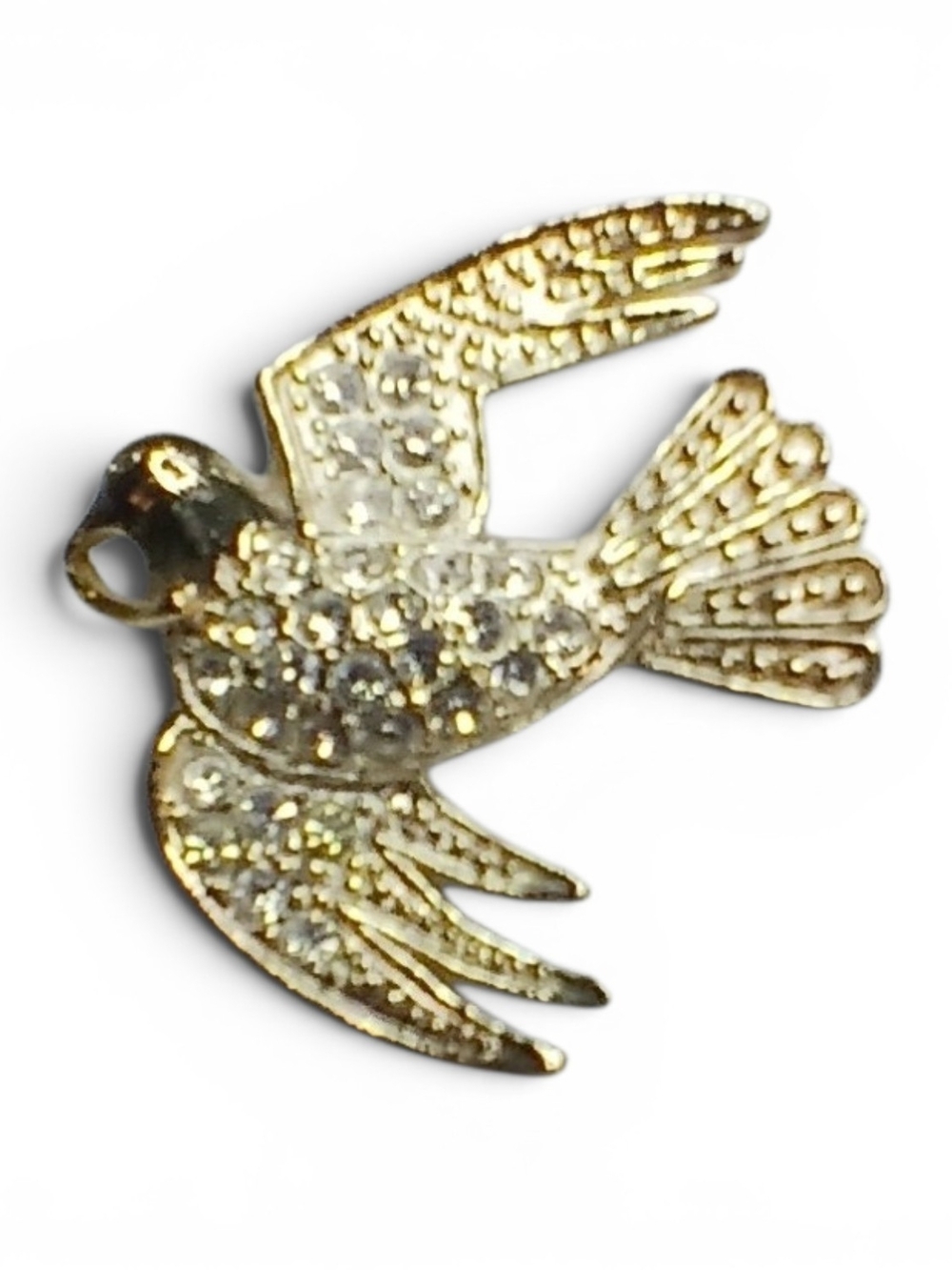 Gold Bird With Crystals Brooch.